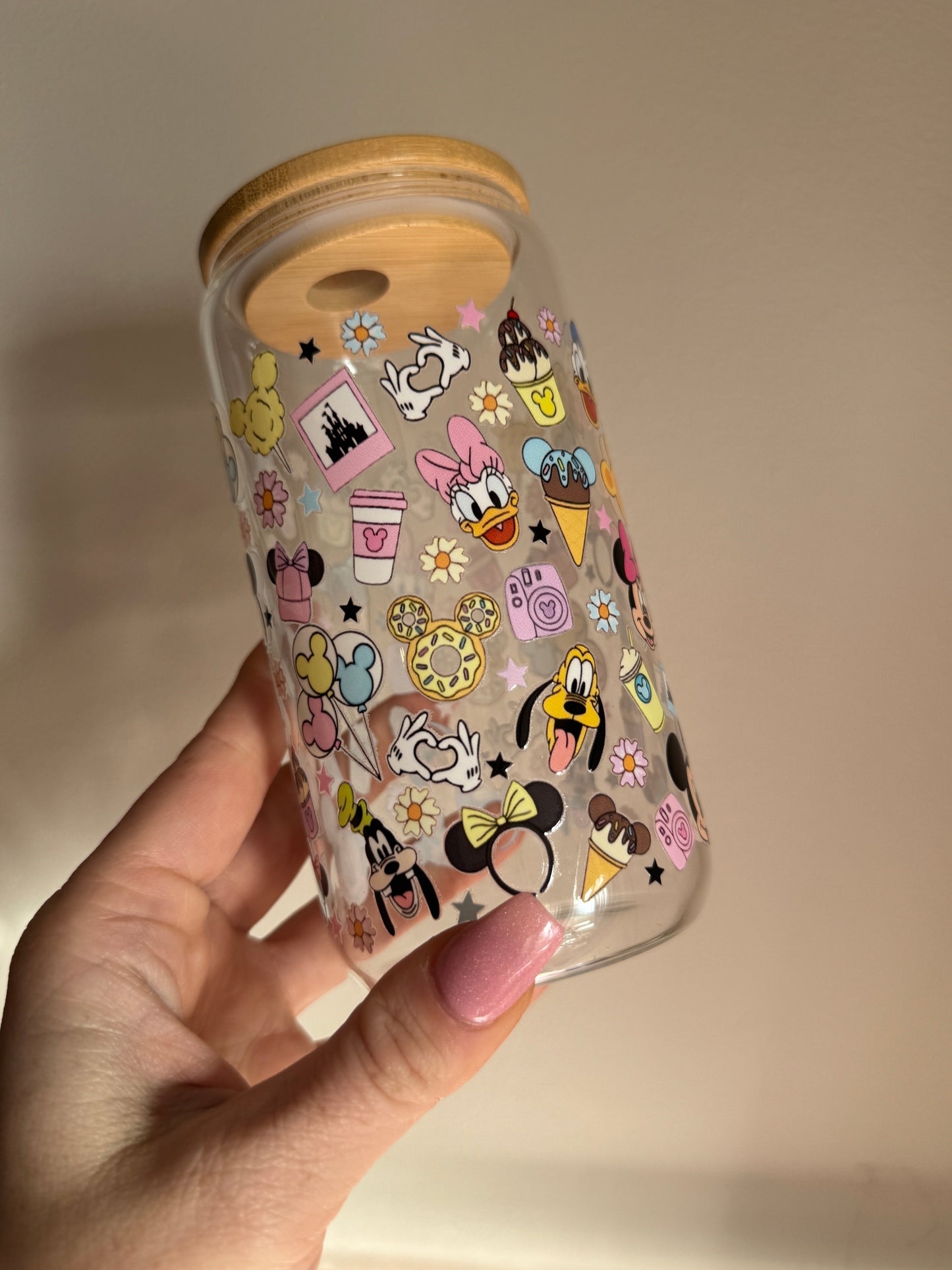 Glass 16oz Dream Cup with Bamboo Lid Disney