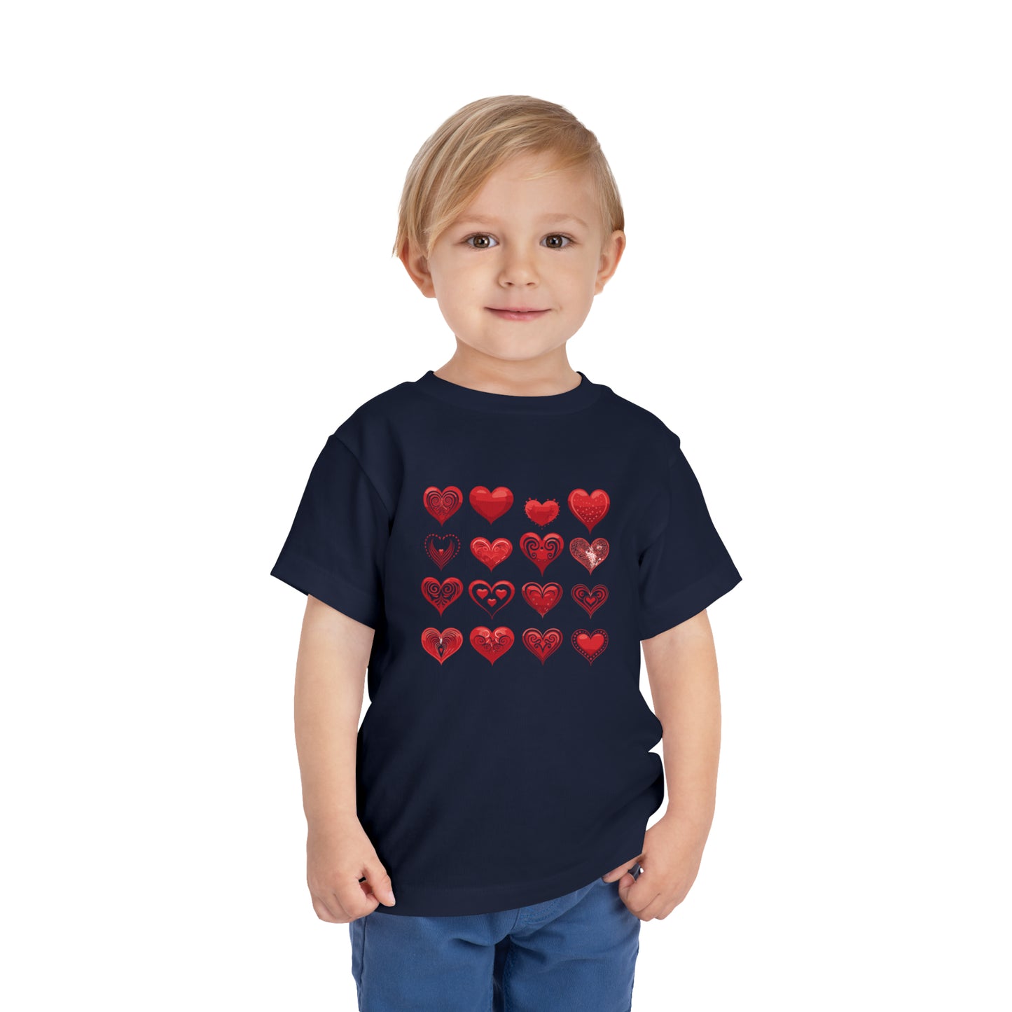 Red hearts shape design Toddler Short Sleeve Tee