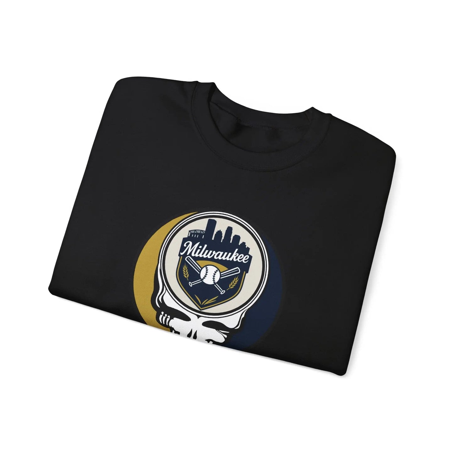 Grateful Dead Stealie Heavy Blend Crewneck Sweatshirt Milwaukee Baseball Edition MLB