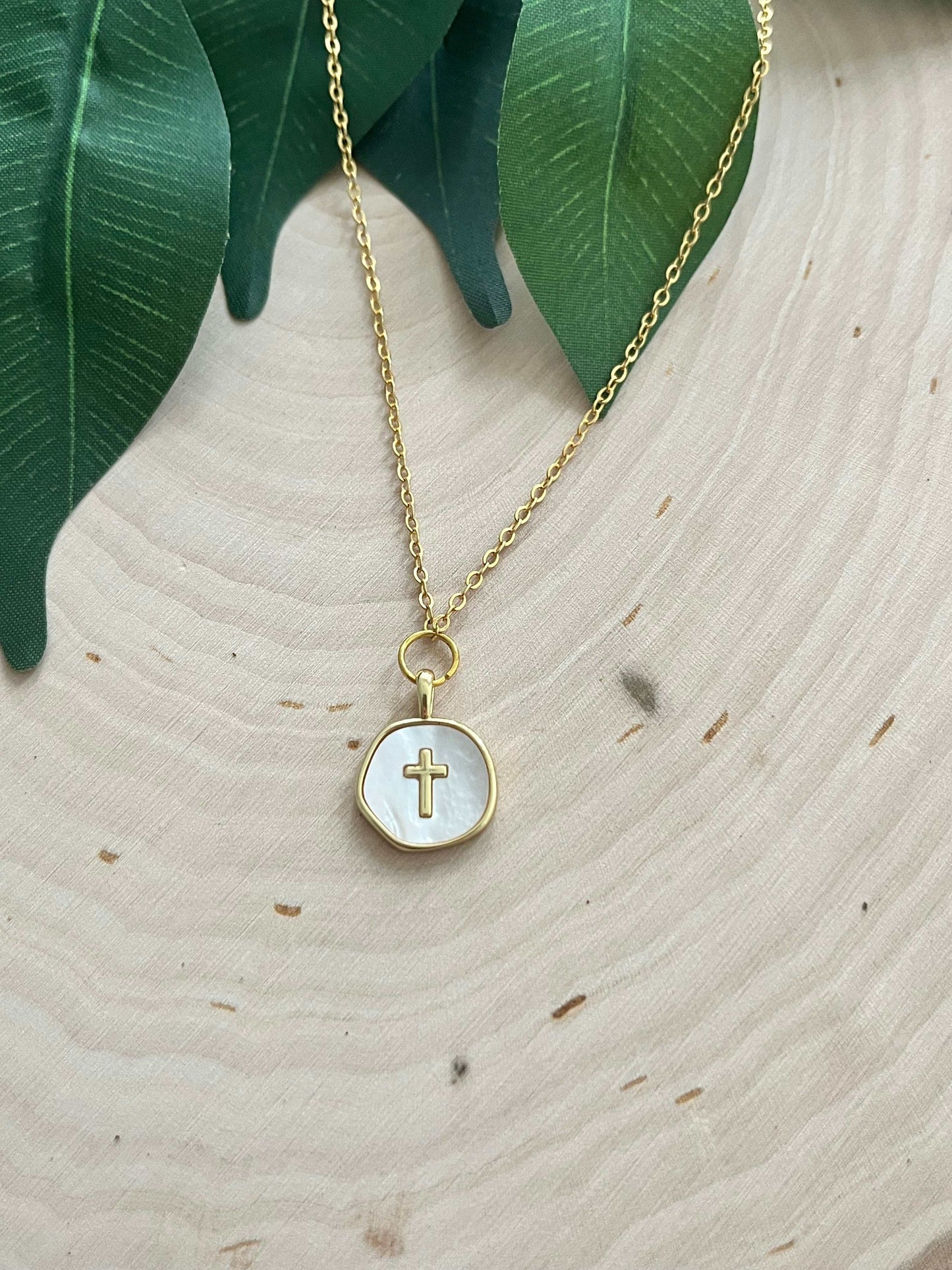 Gold Necklace with Pearl Cross – Simply in Christ