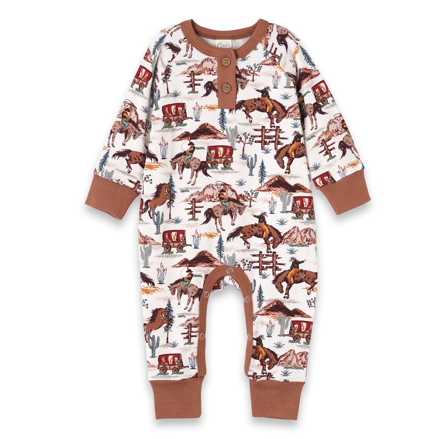 Cowboy Henley Bamboo Western Spirit Baby Boy Romper