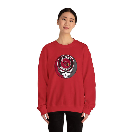 Arizona Cardinals Grateful Dead Stealie Crewneck Sweatshirt The Gridiron Collection