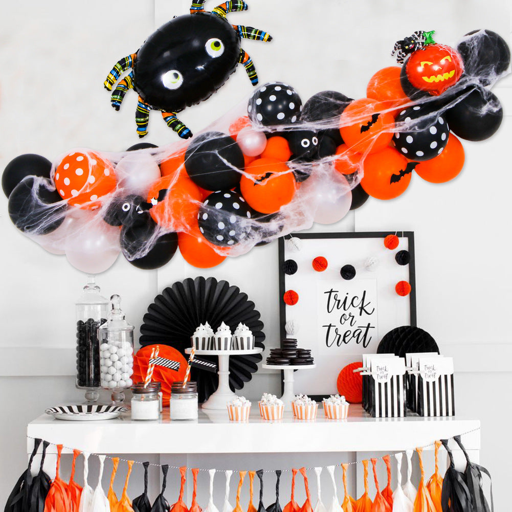 Halloween Pumpkin Theme Black Orange Balloon Chain Party Decoration Supplies