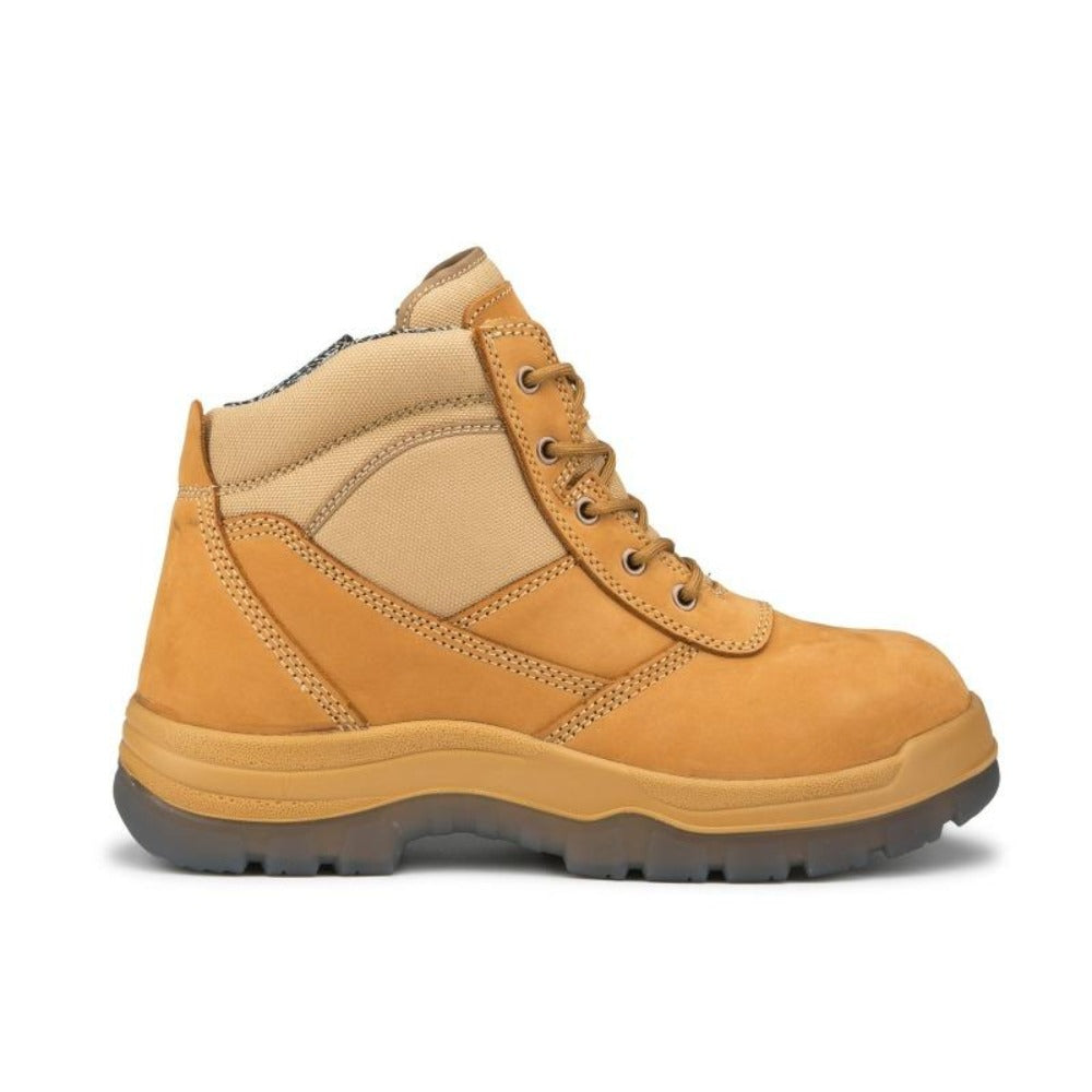 Steel Toecap Wide Width Leather Work Boots 6 Inch Zip-sided ROCKROOSTER Cortez Tan AK050