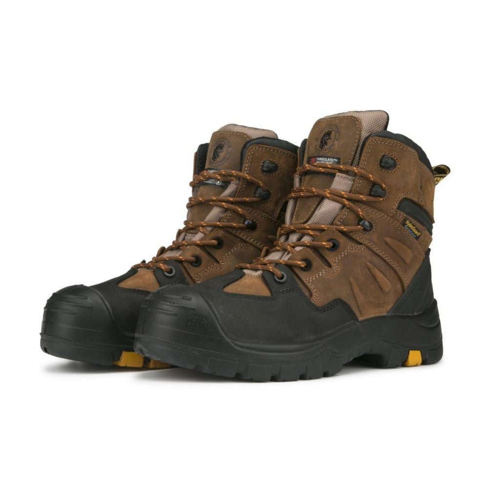 Woodland Brown 6 Inch Waterproof Safety Toe Leather Work Boots ROCKROOSTER