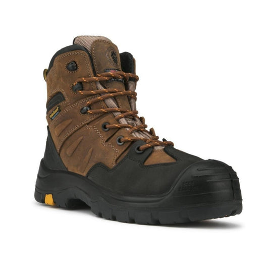 Woodland Brown 6 Inch Waterproof Safety Toe Leather Work Boots ROCKROOSTER