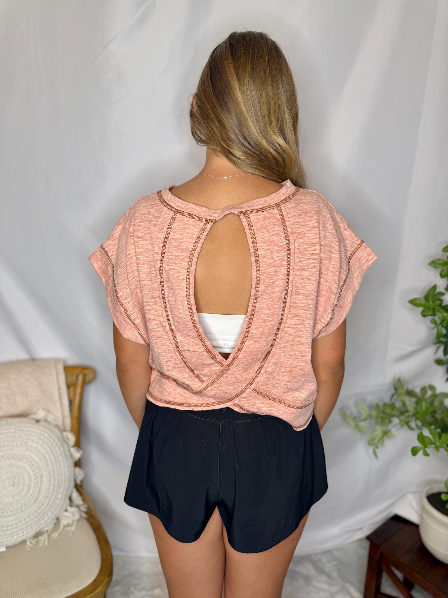 Open Back Orange Crop Top Gameday