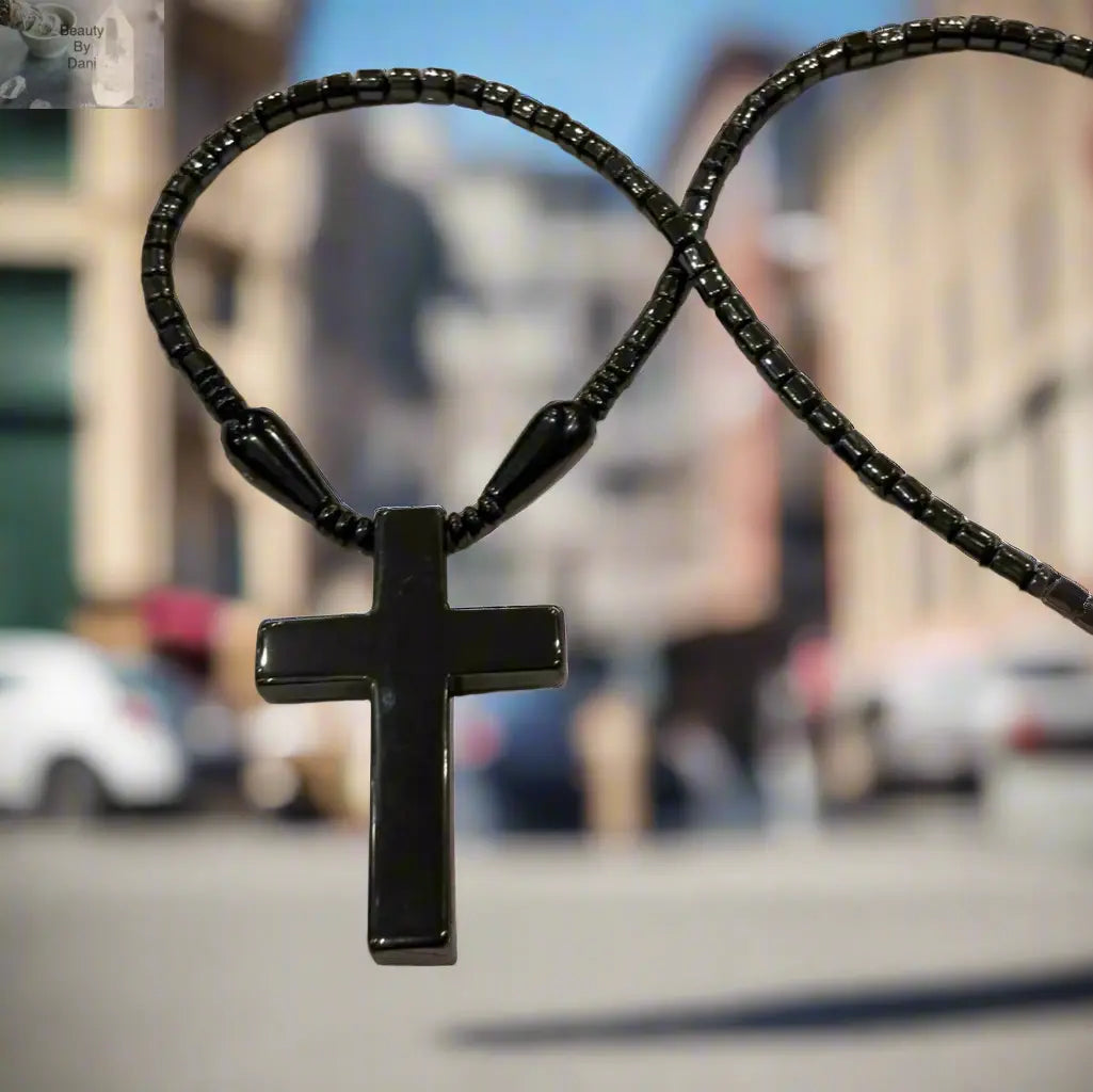 Hematite Confidence Cross Necklace Jewelry