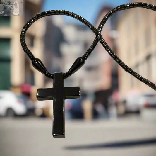Hematite Confidence Cross Necklace Jewelry