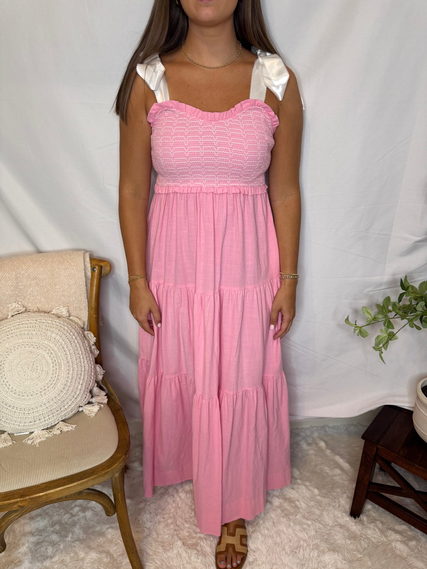 Pink Smocked Bodice Sweet as Summer Maxi Dress Sweet Jude Boutique