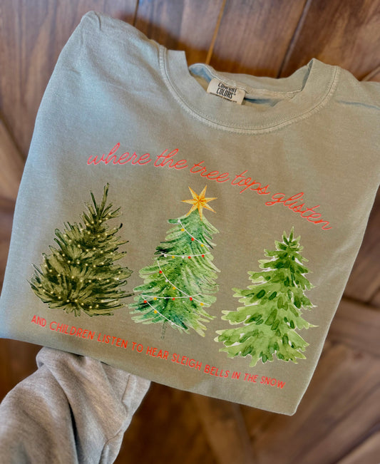 Christmas Crewneck Comfort Colors Where the Tree Tops Glisten Sweet Rae's Boutique