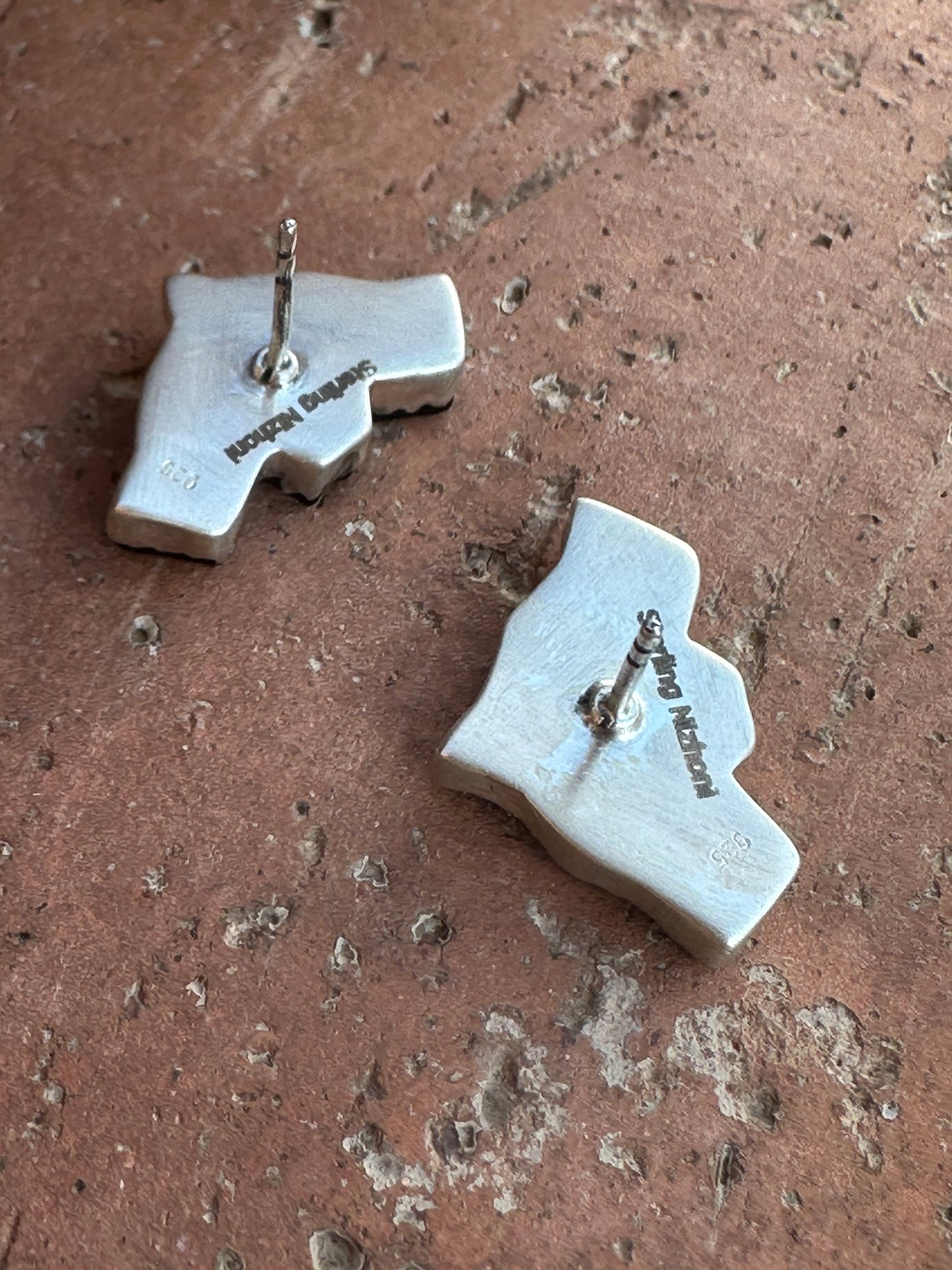 Sterling Silver and Onyx Bat Handmade Post Earrings Halloween Collection