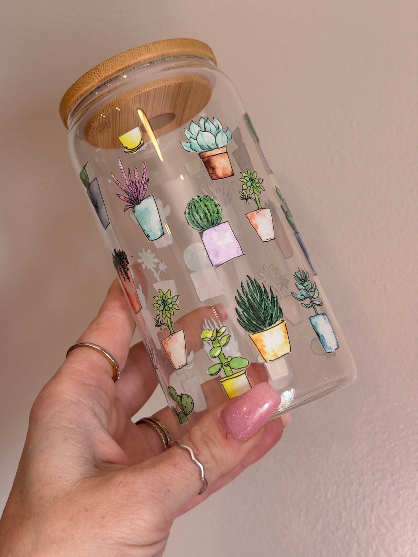 Plant Lover Clear Glass Cup 16oz