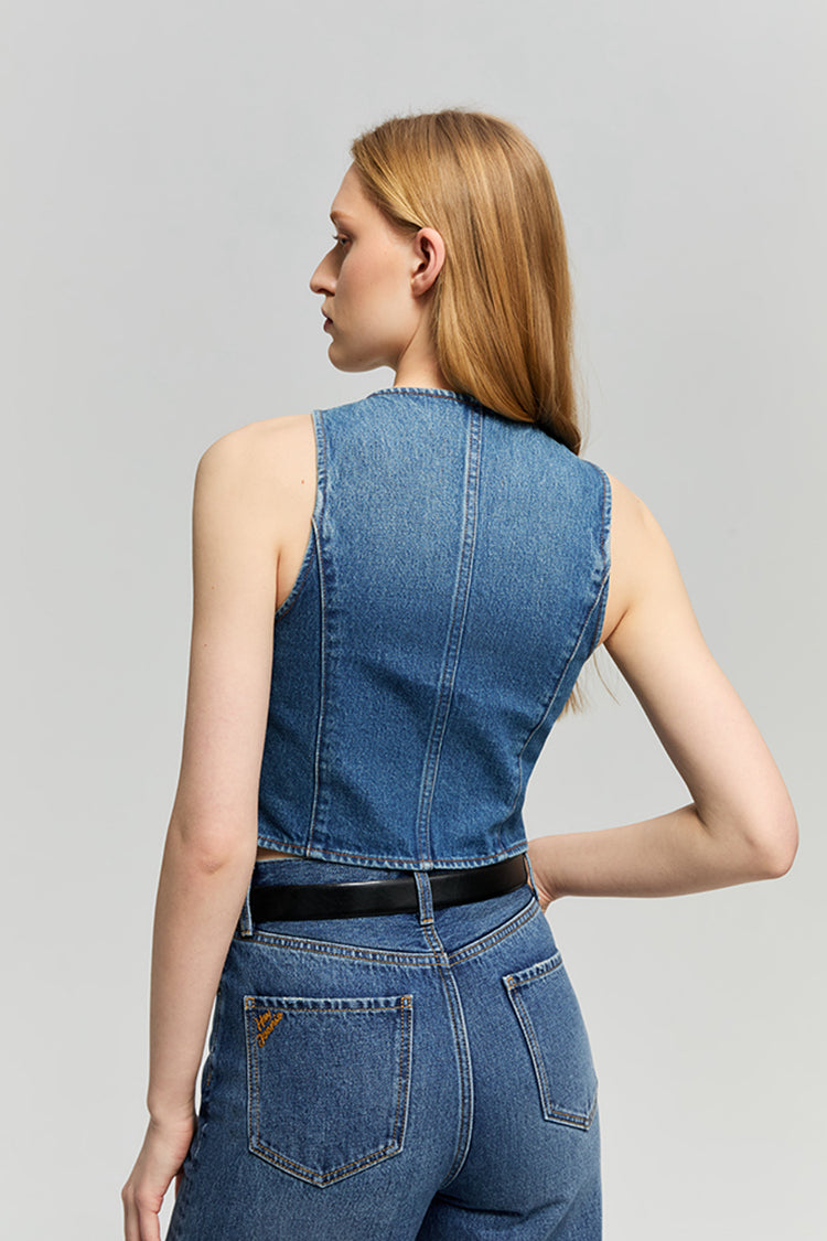 Blue Horizon Mid-weight Denim Vest Hey Joanie