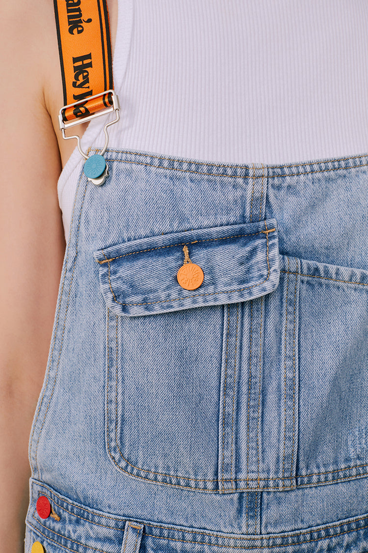 Mid-weight Denim High-rise Overalls Just For Fun HJ101