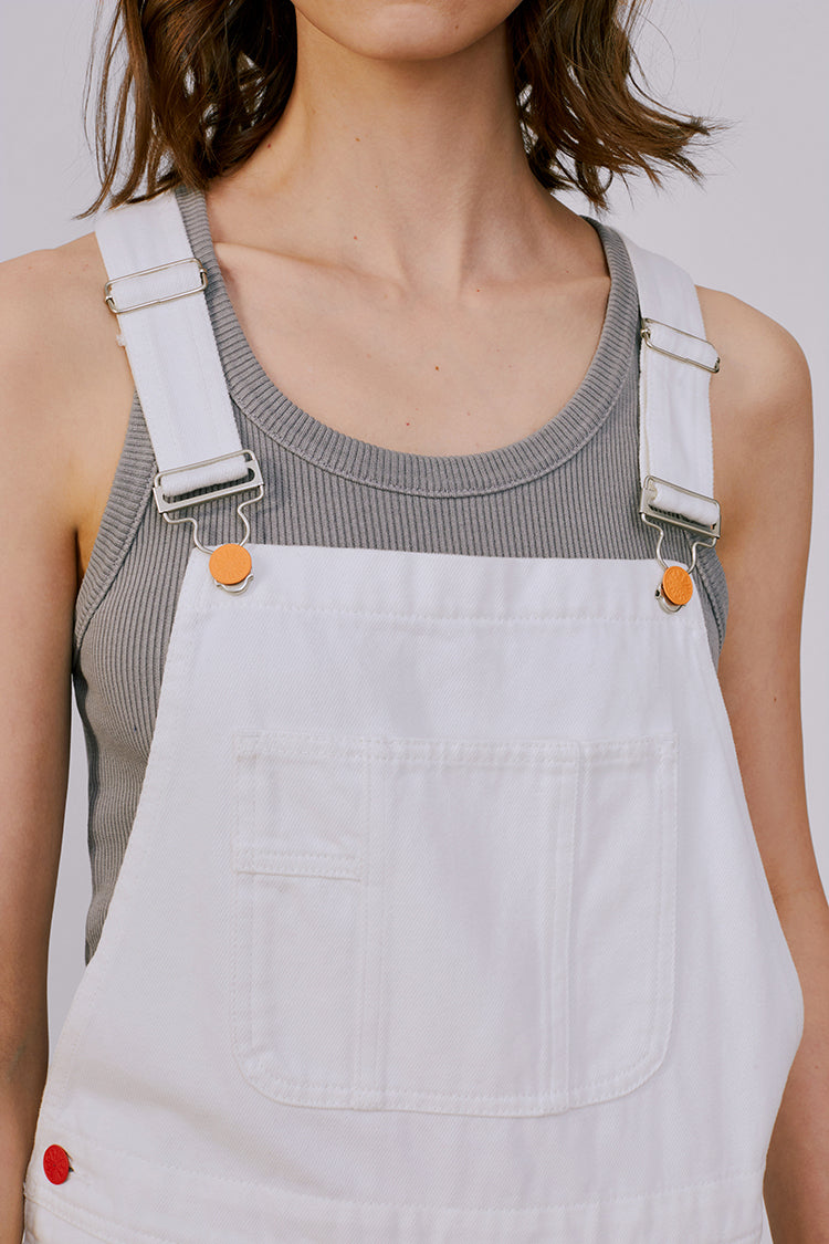 Rainbow Overall Shorts Mid-weight Denim High-rise Overall Shorts Hey Joanie