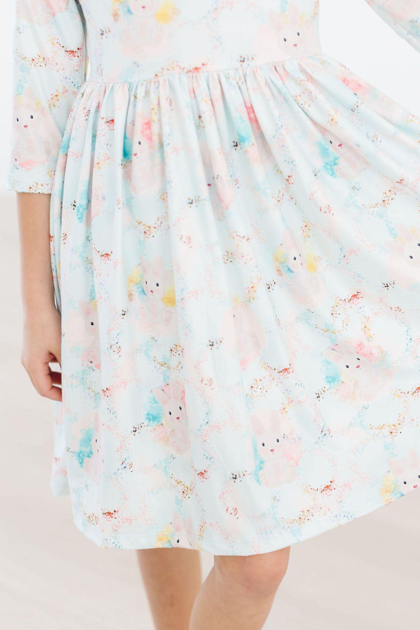Bunny Dreams 3/4 Sleeve Pocket Twirl Dress Mila & Rose