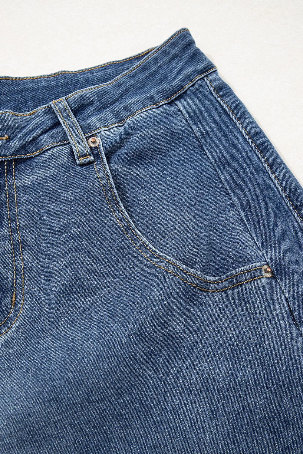 Ashleigh Blue Stitched Raw Hem Wide Leg Loose Jeans