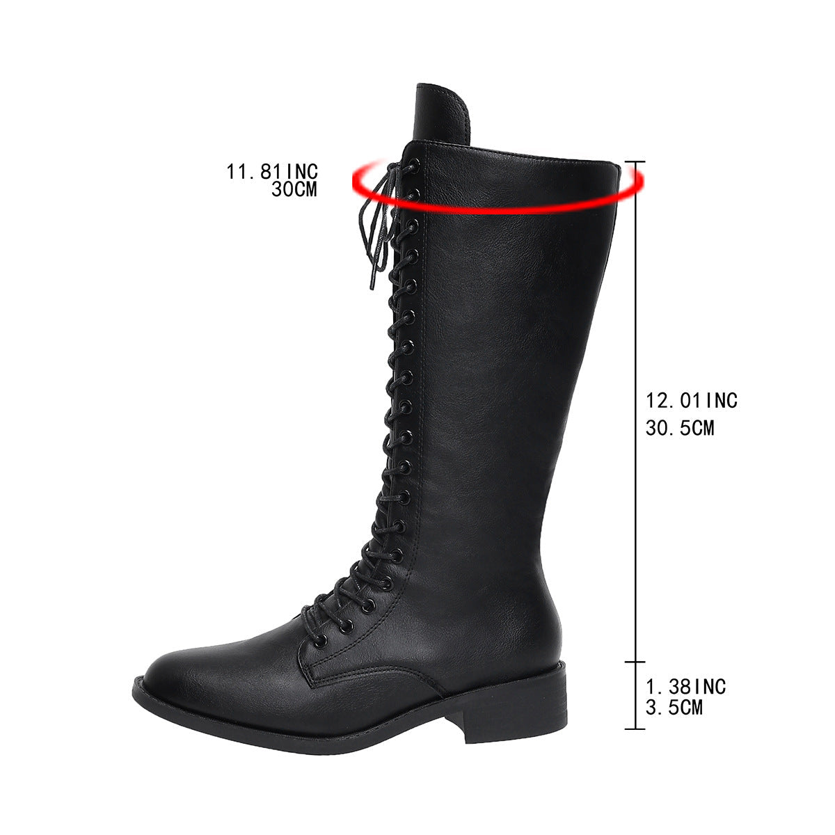 Round Toe Lace-Up Knee-High Boots Stylish Casual Long Boots Women’s