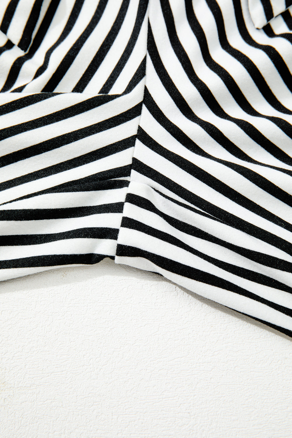 Black Striped Frill Knot Waist Decor Pants