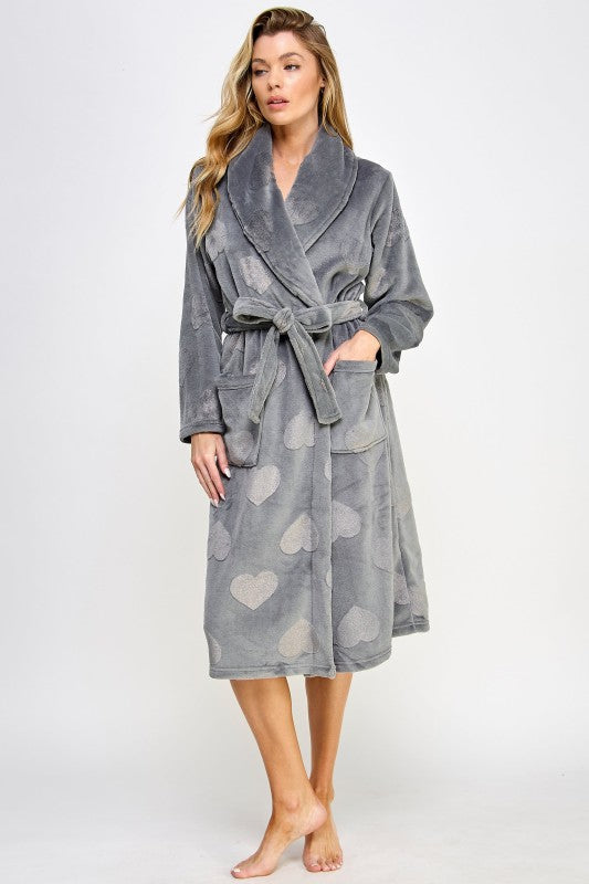 Beverly Robe Heart Pattern Plush Robe