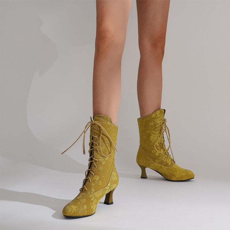 Women’s Pointed-Toe Kitten-Heel Boots High Heels Artificial PU