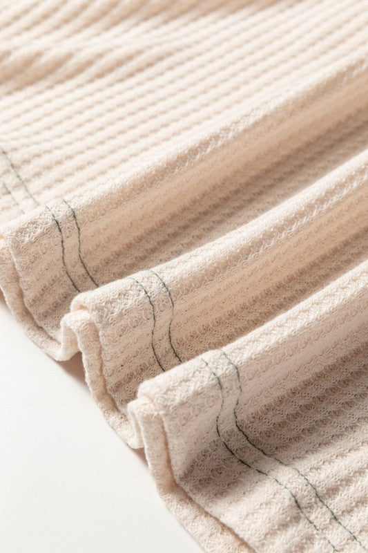 Colorblock Waffle Knit Raglan Sleeve Top