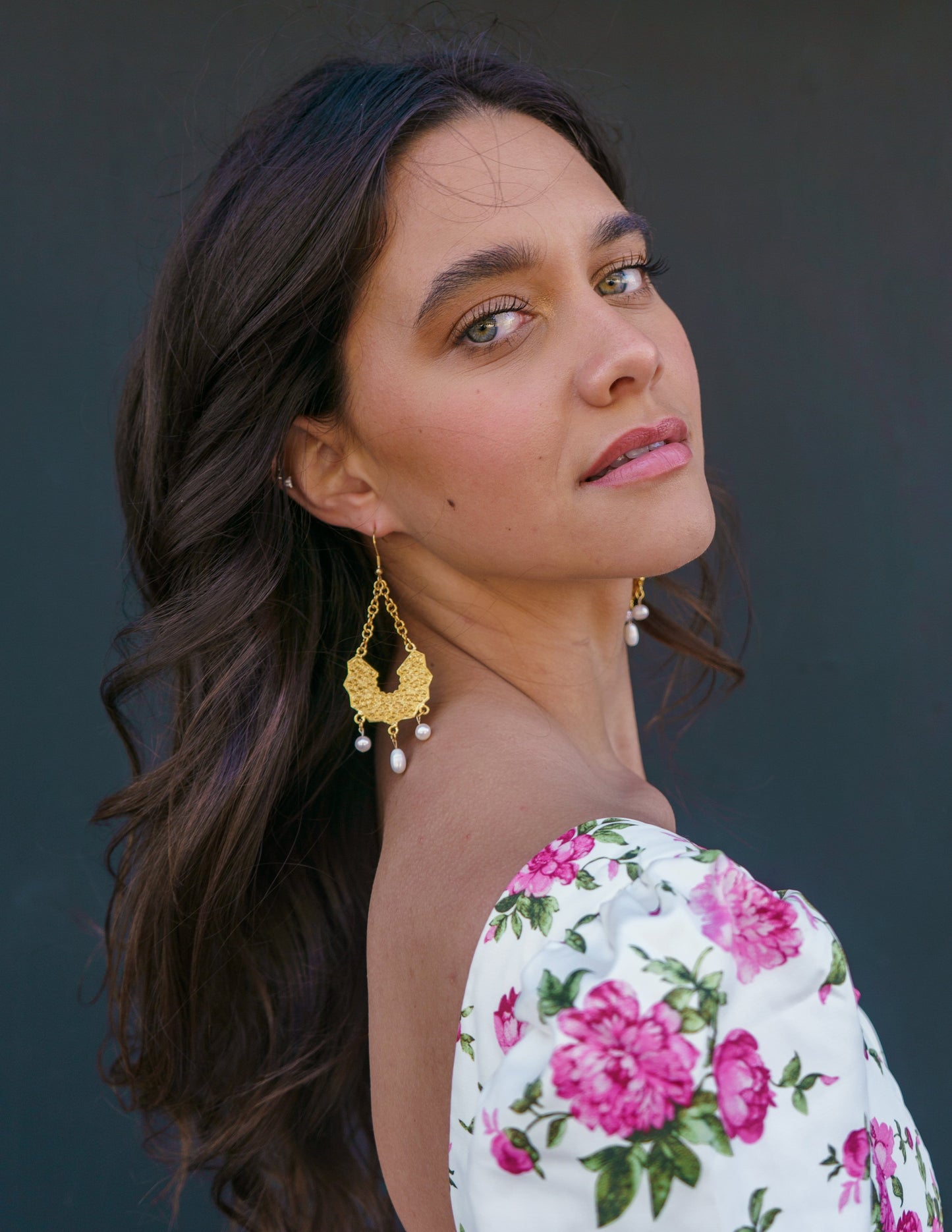 Primrose Gold Plated Pearl Earrings ADIBA