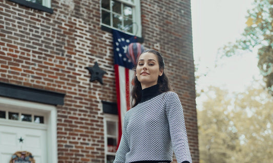 Black and White Cozy Mock Neck Sweater