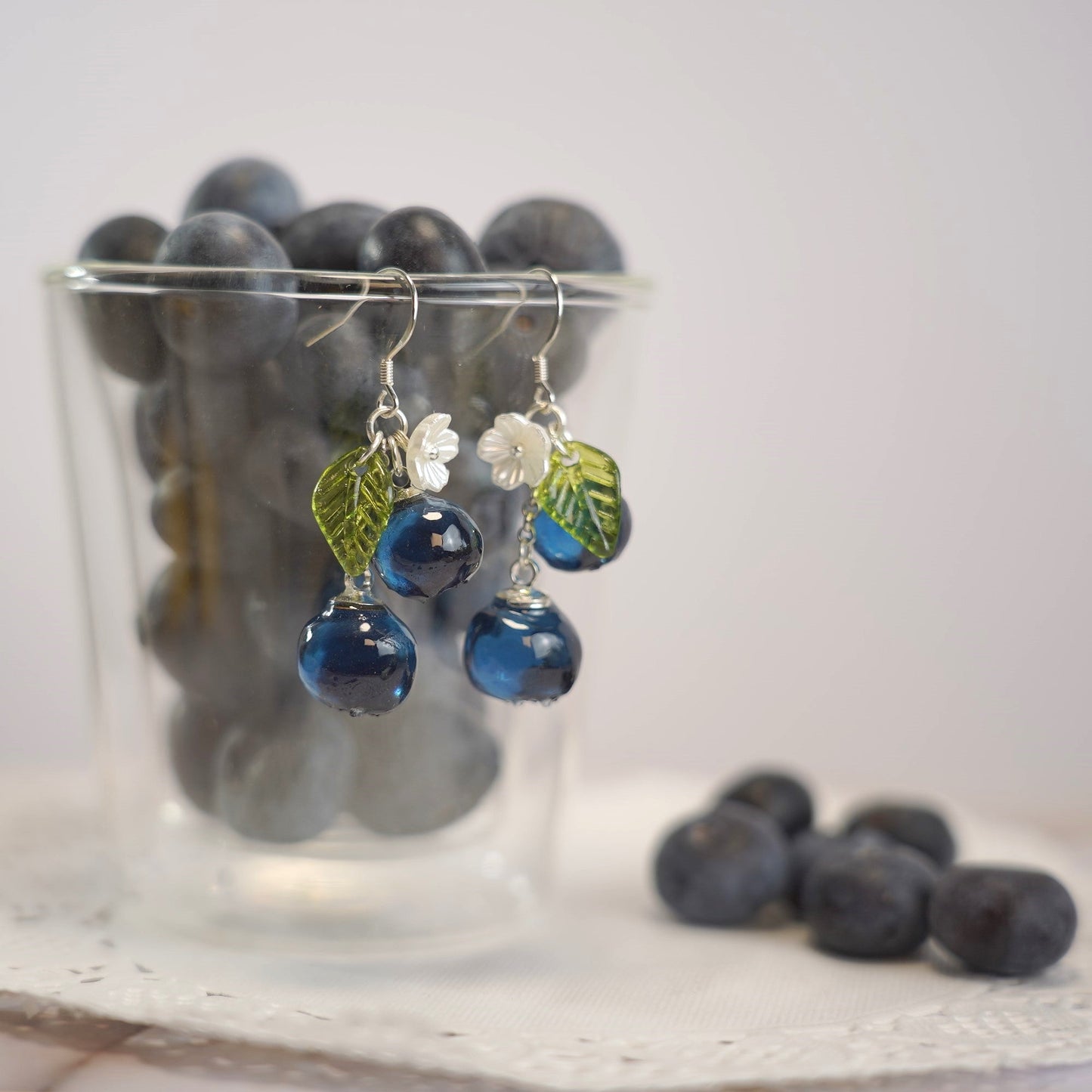 Blueberry Handmade Resin Cluster Dangle Earrings