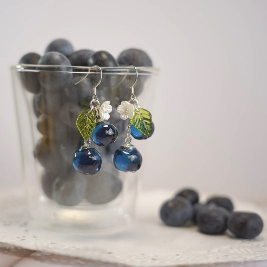 Blueberry Handmade Resin Cluster Dangle Earrings
