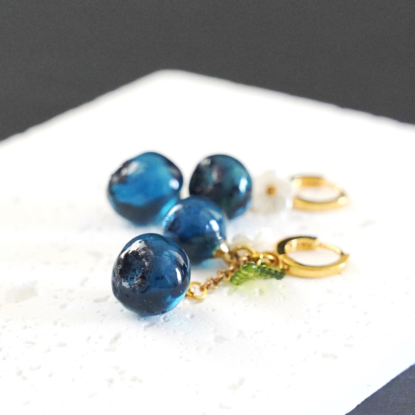 Blueberry Handmade Resin Cluster Dangle Earrings
