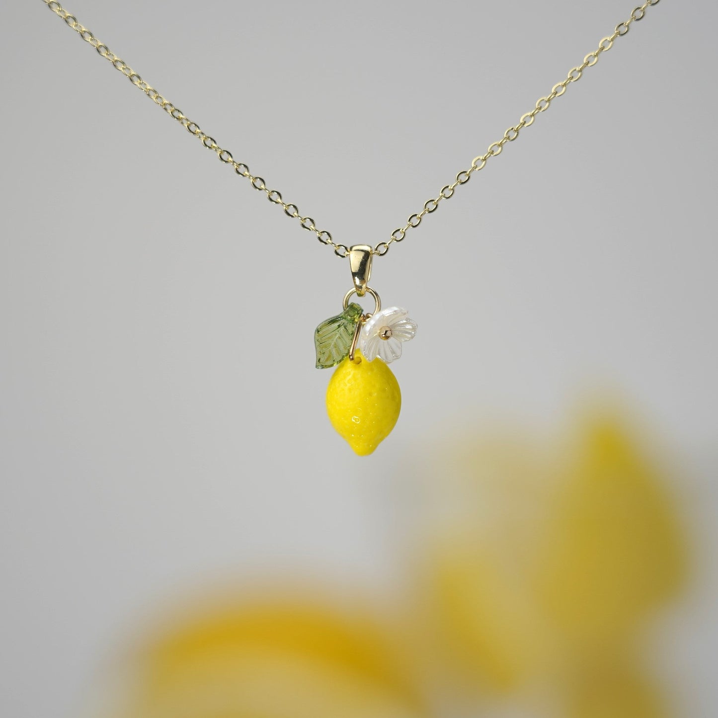 Custom Lemon 14K Gold/925 Silver Plated Citrus Fruit Necklace