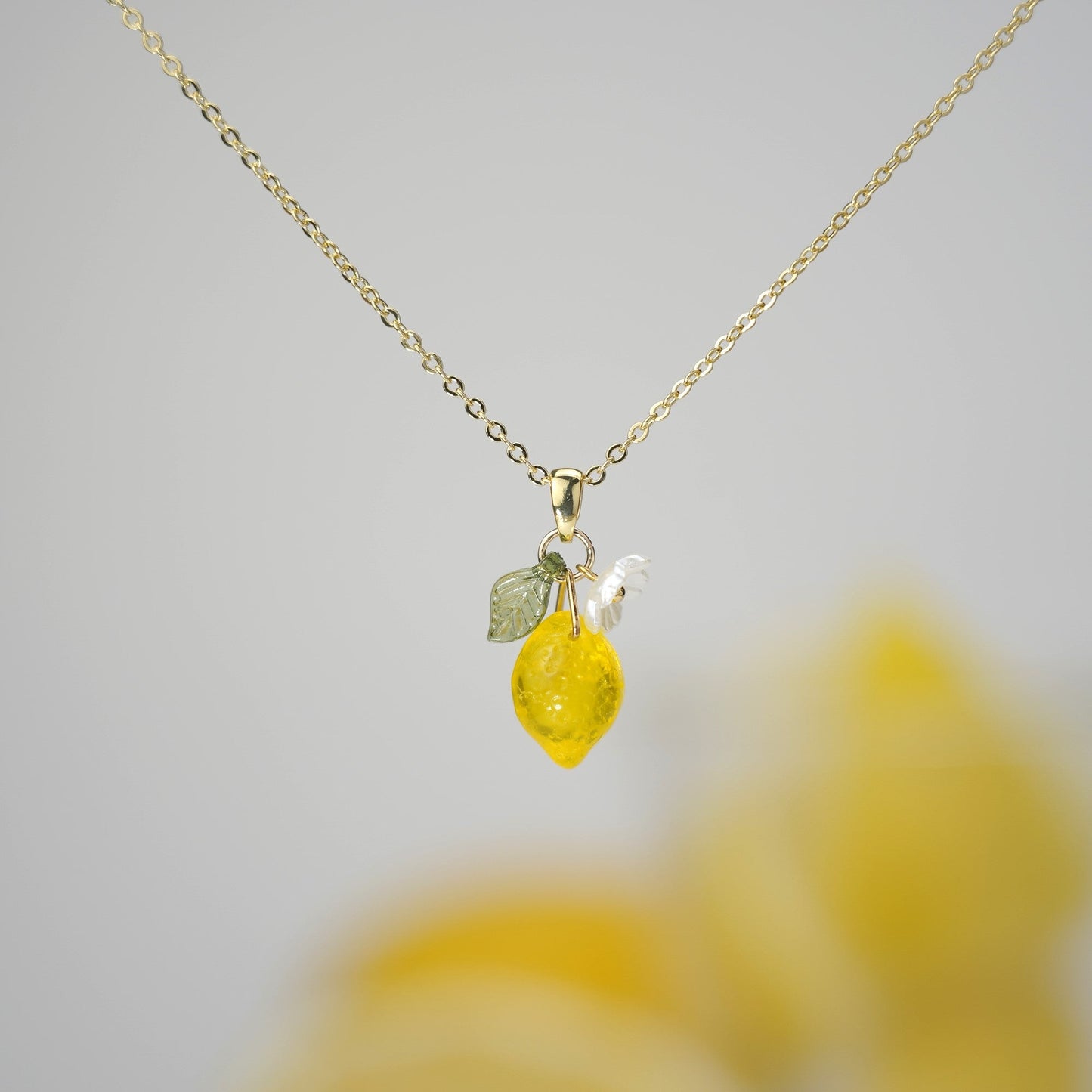 Custom Lemon 14K Gold/925 Silver Plated Citrus Fruit Necklace
