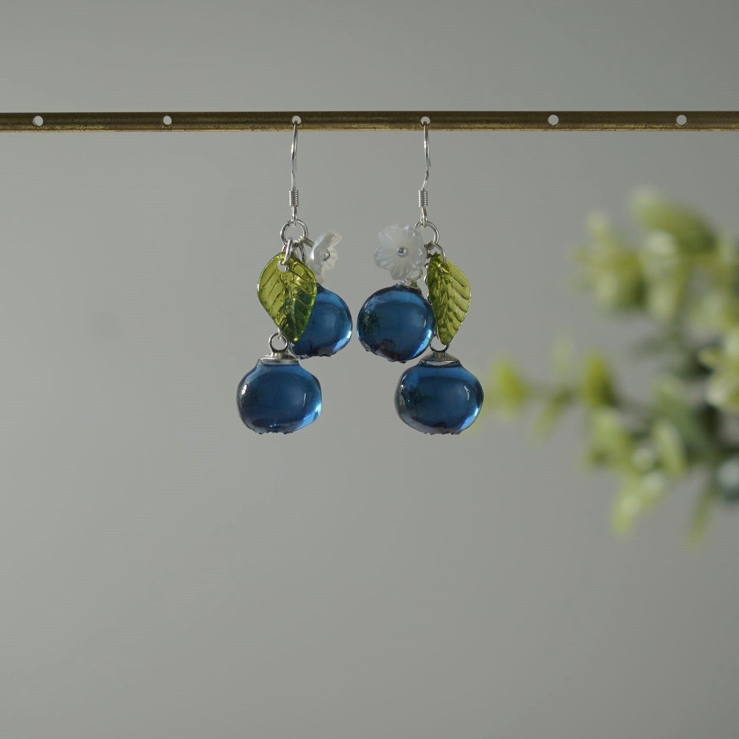 Blueberry Handmade Resin Cluster Dangle Earrings