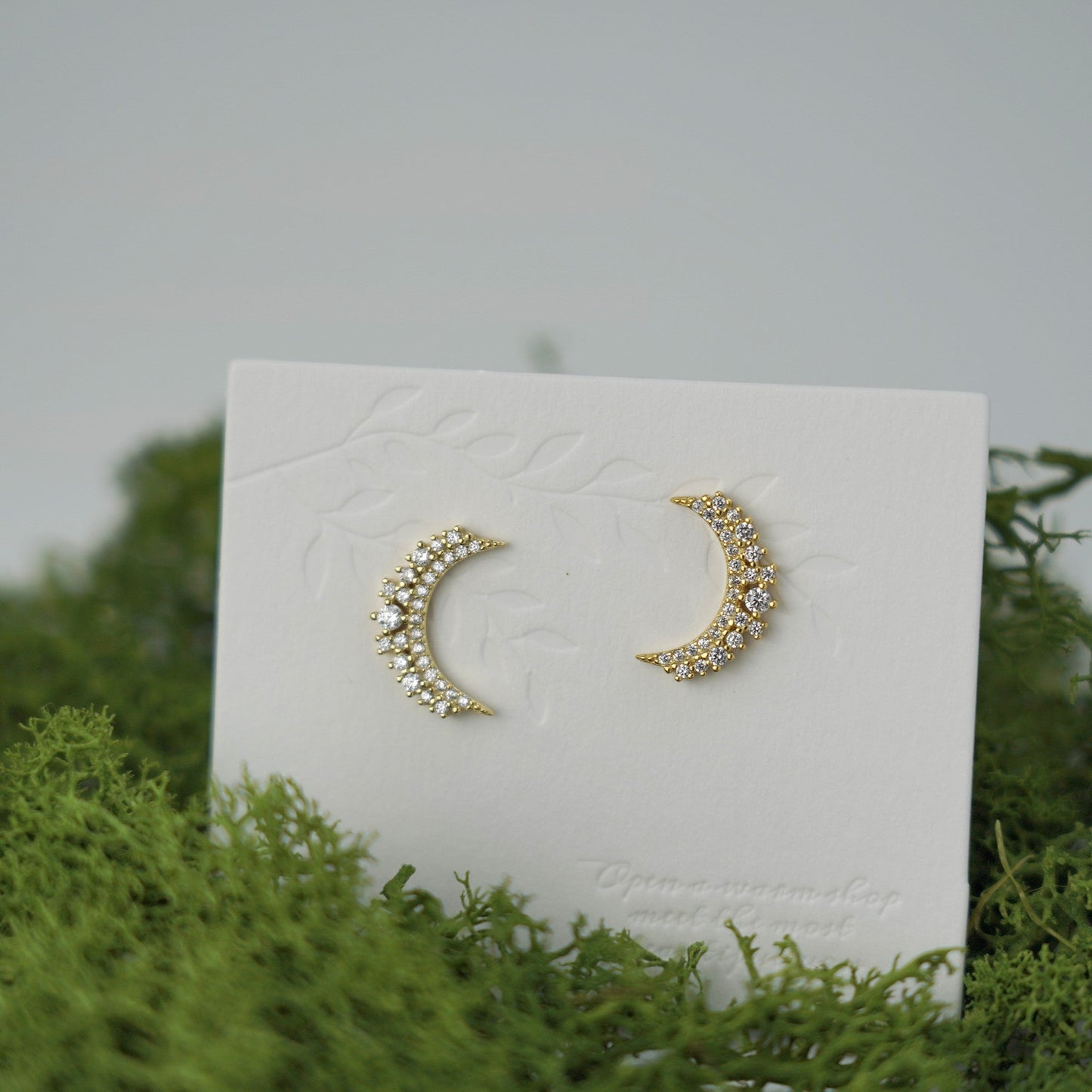 Moon Crescent Shine Crescent Stud Earrings 925S Silver
