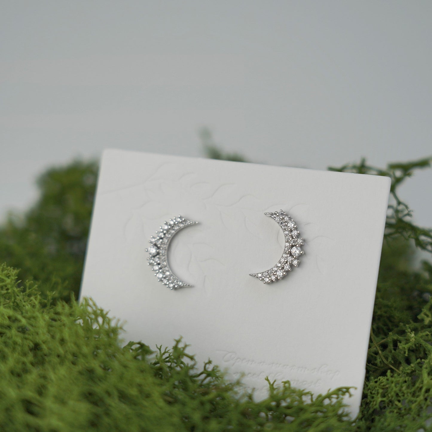 Moon Crescent Shine Crescent Stud Earrings 925S Silver