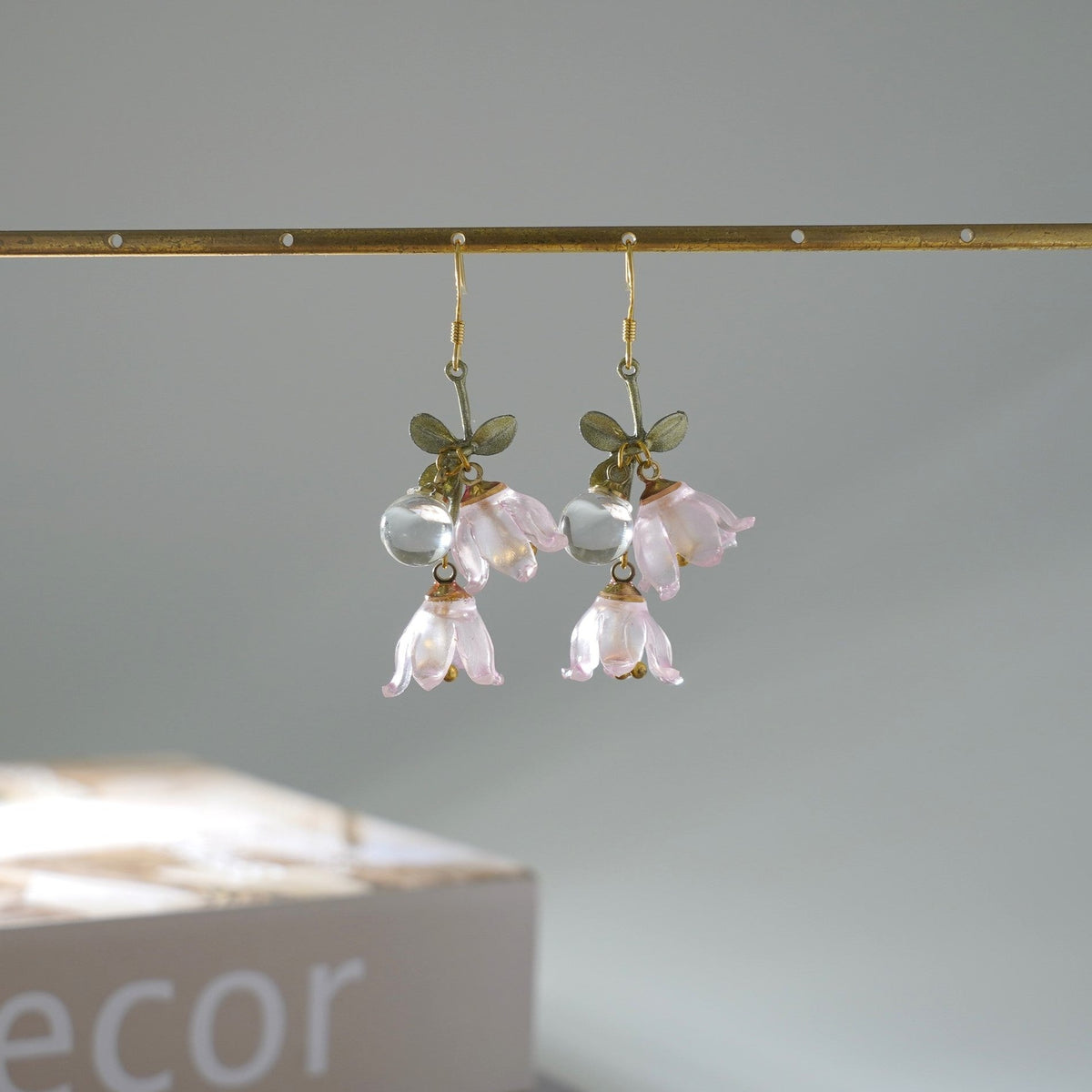 Lily Of The Valley Acrylic Flower Dangle Earrings 925 Silver Hooks