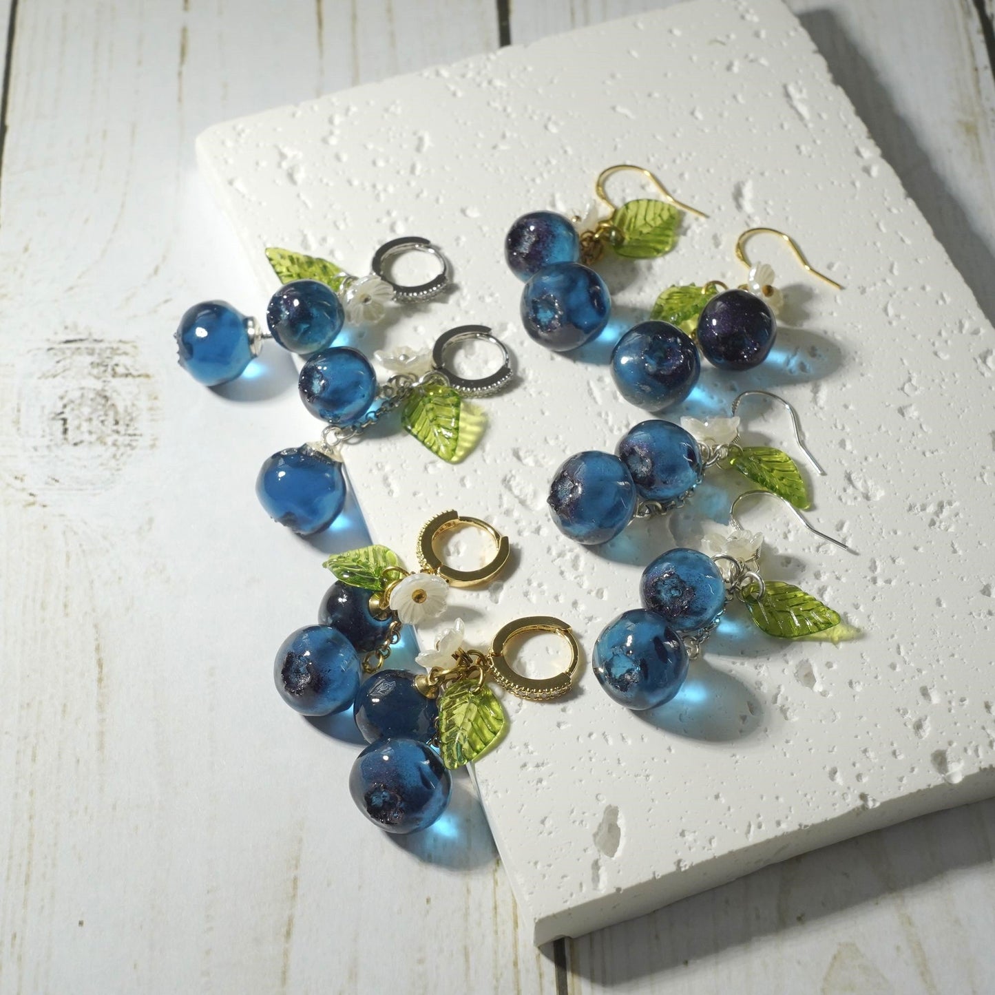Blueberry Handmade Resin Cluster Dangle Earrings
