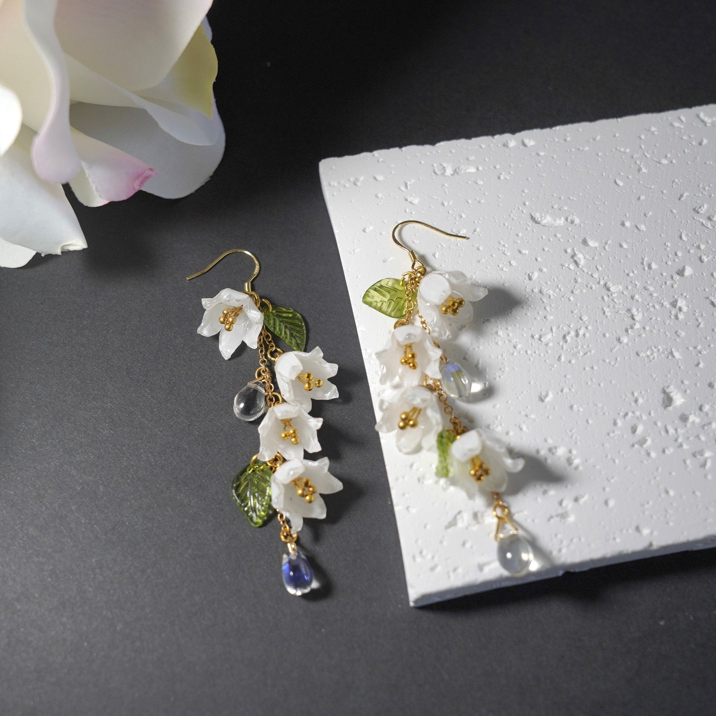 Luxury Lily of the Valley Dangle Earrings 925 Silver