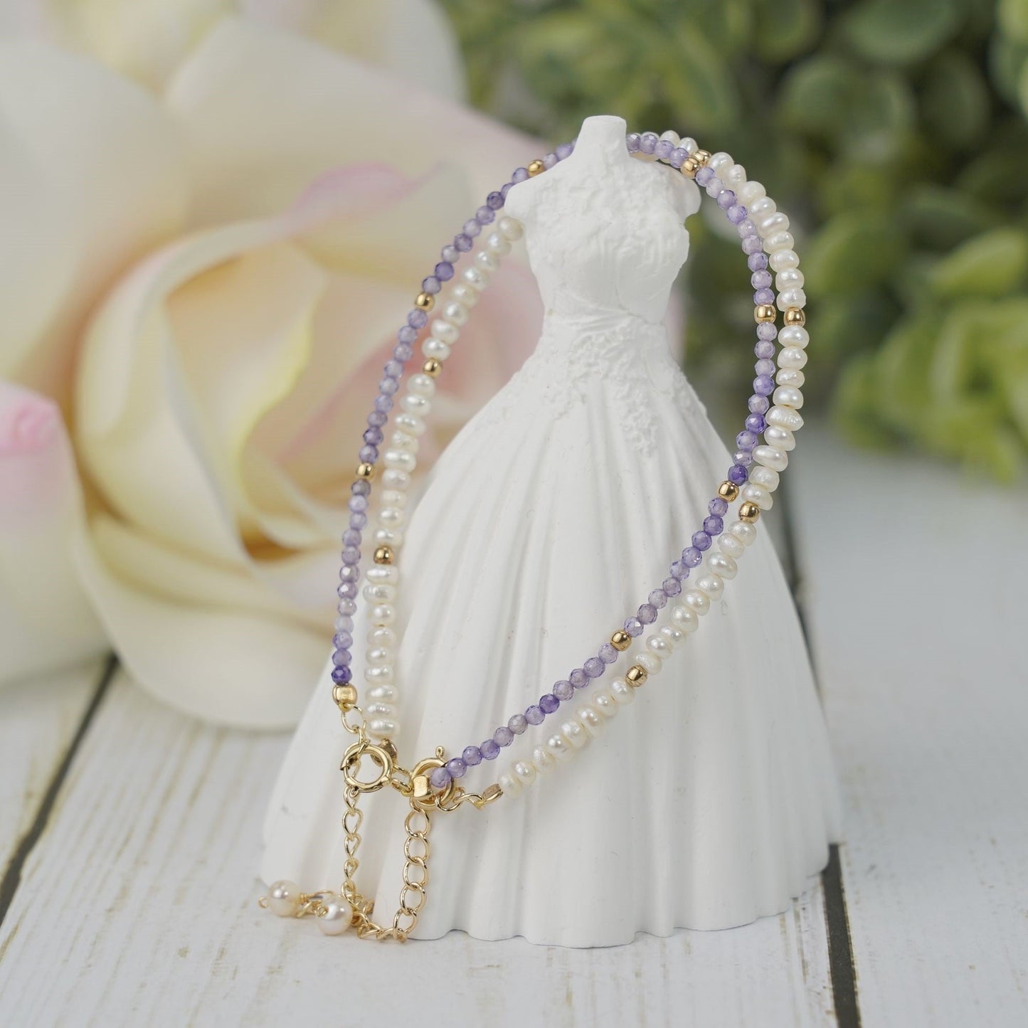 Natural Pearl Bead S925 Silver Bracelet Garnet Black Spinel Amethyst