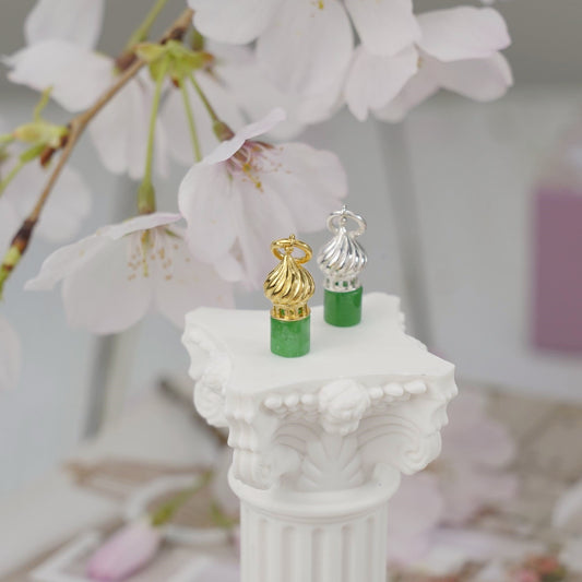 Jade Dome Necklace 18K Gold Plated Sterling Silver Dome Necklace