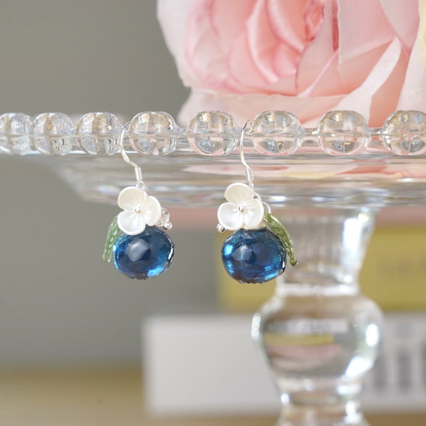 Blueberry Handmade Resin Earrings 925 Sterling Silver