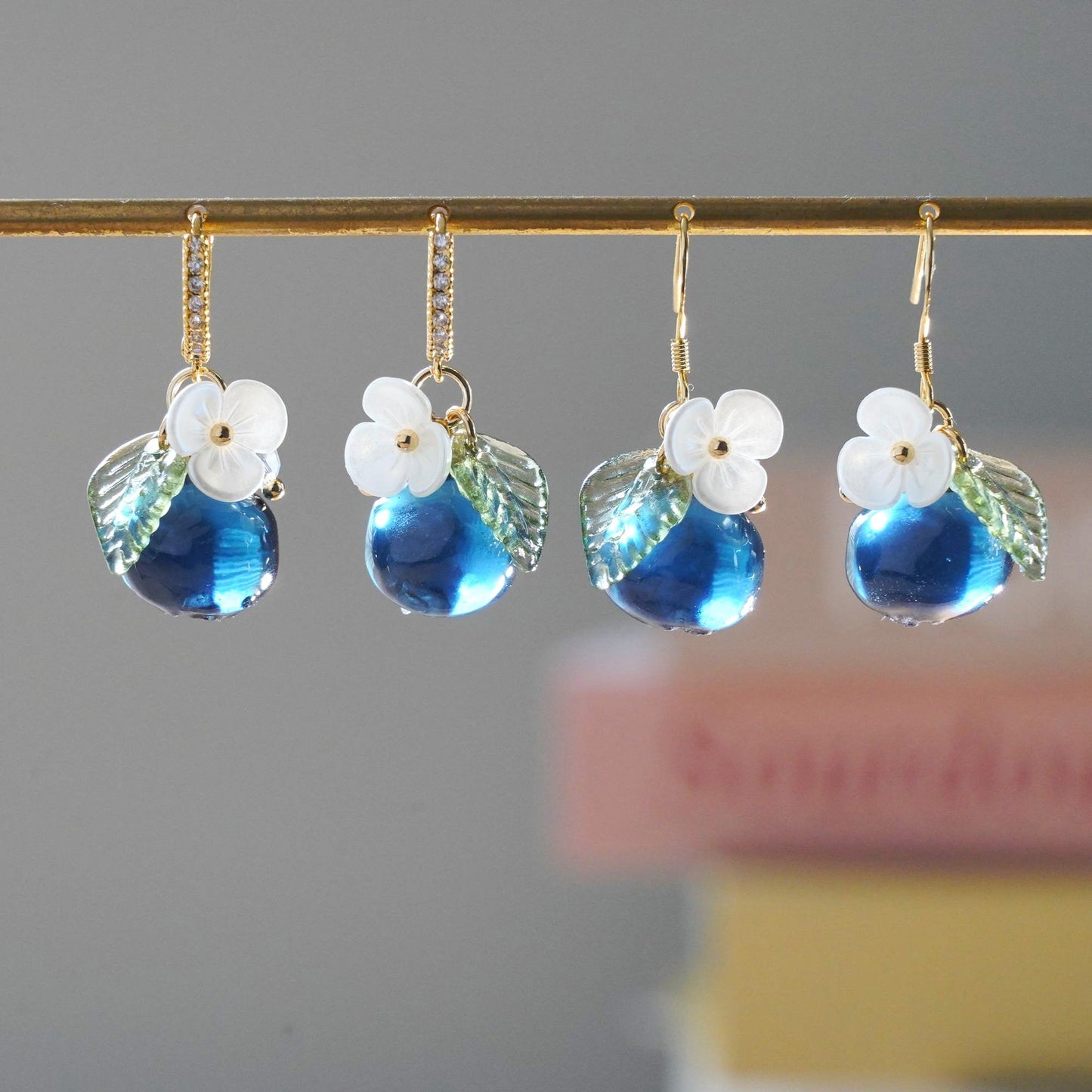 Blueberry Handmade Resin Earrings 925 Sterling Silver