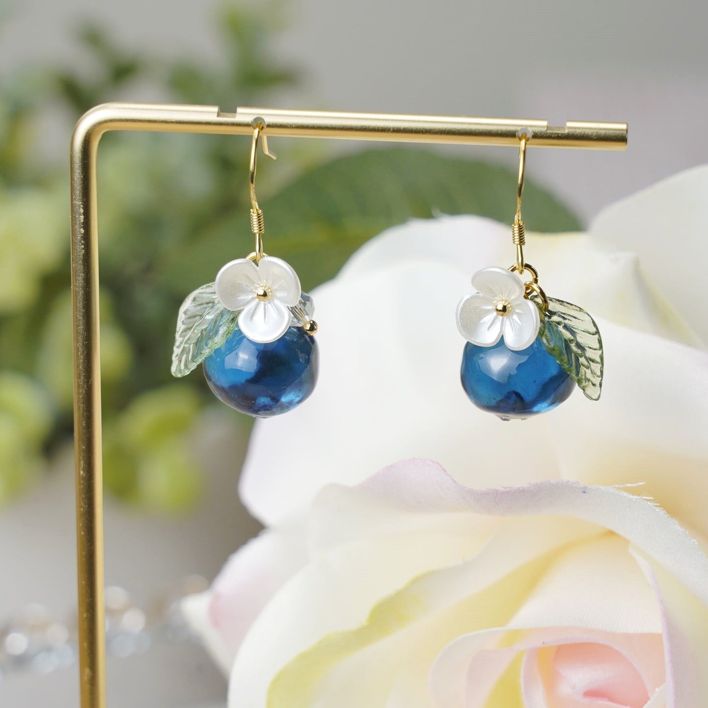 Blueberry Handmade Resin Earrings 925 Sterling Silver
