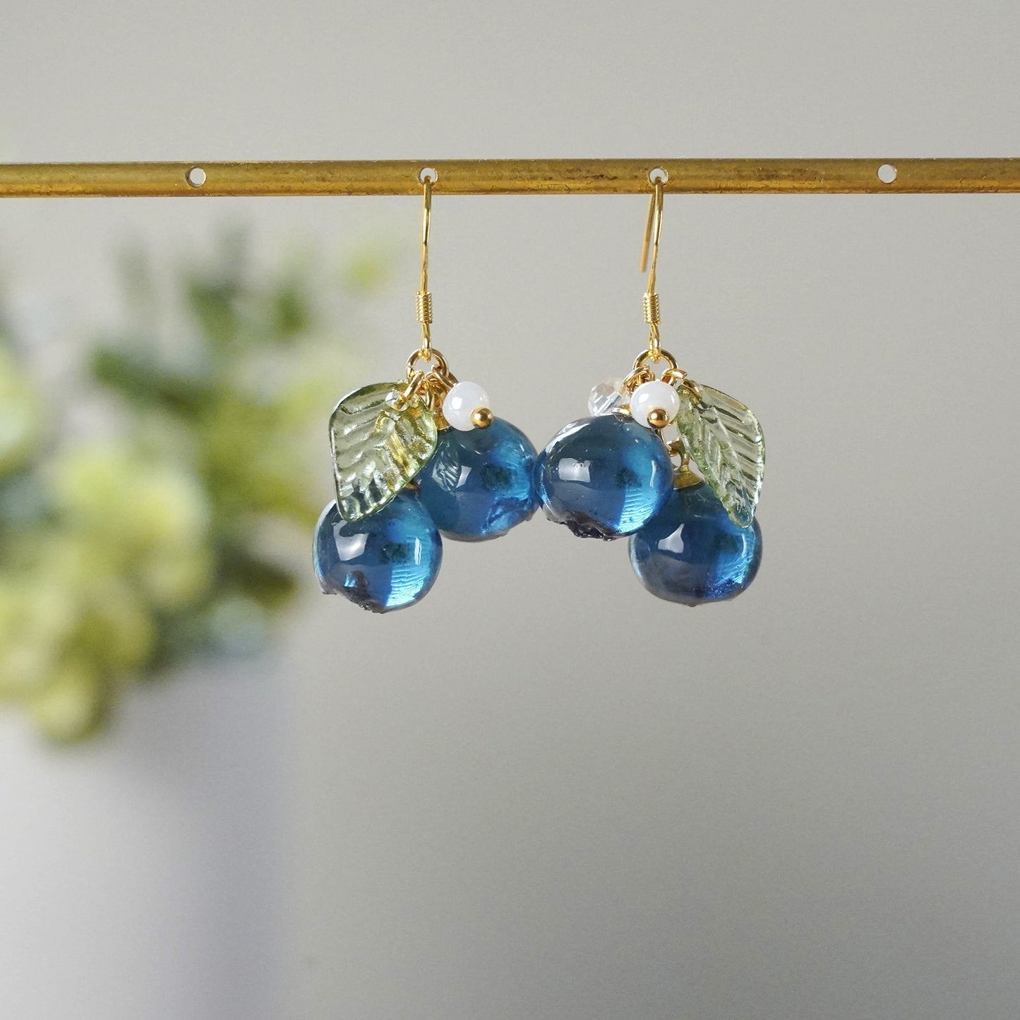 Blueberry Resin Art Earrings Small Wildberry Fruit Handmade