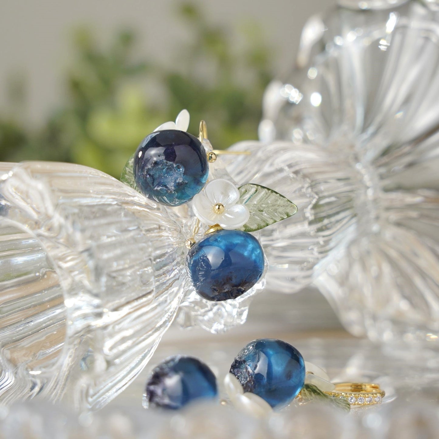 Blueberry Handmade Resin Earrings 925 Sterling Silver