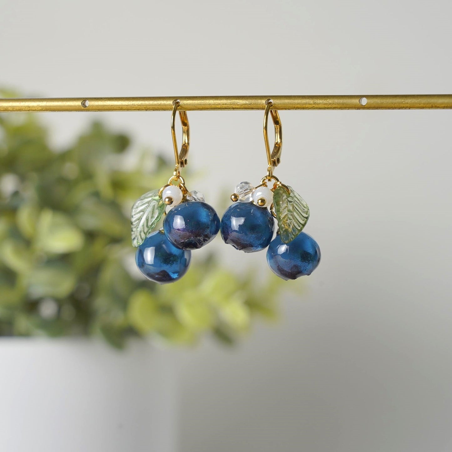 Blueberry Resin Art Earrings Small Wildberry Fruit Handmade