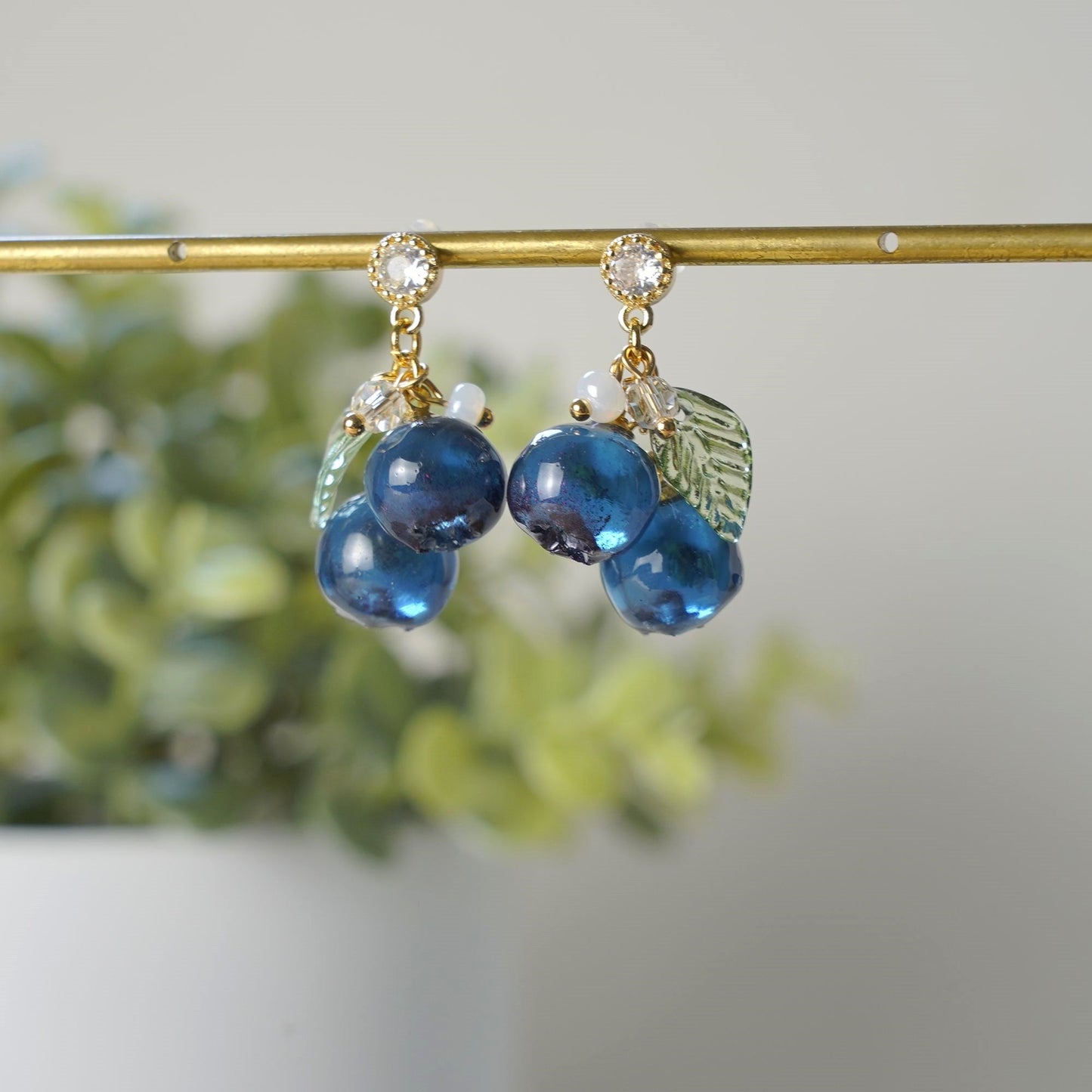 Blueberry Resin Art Earrings Small Wildberry Fruit Handmade