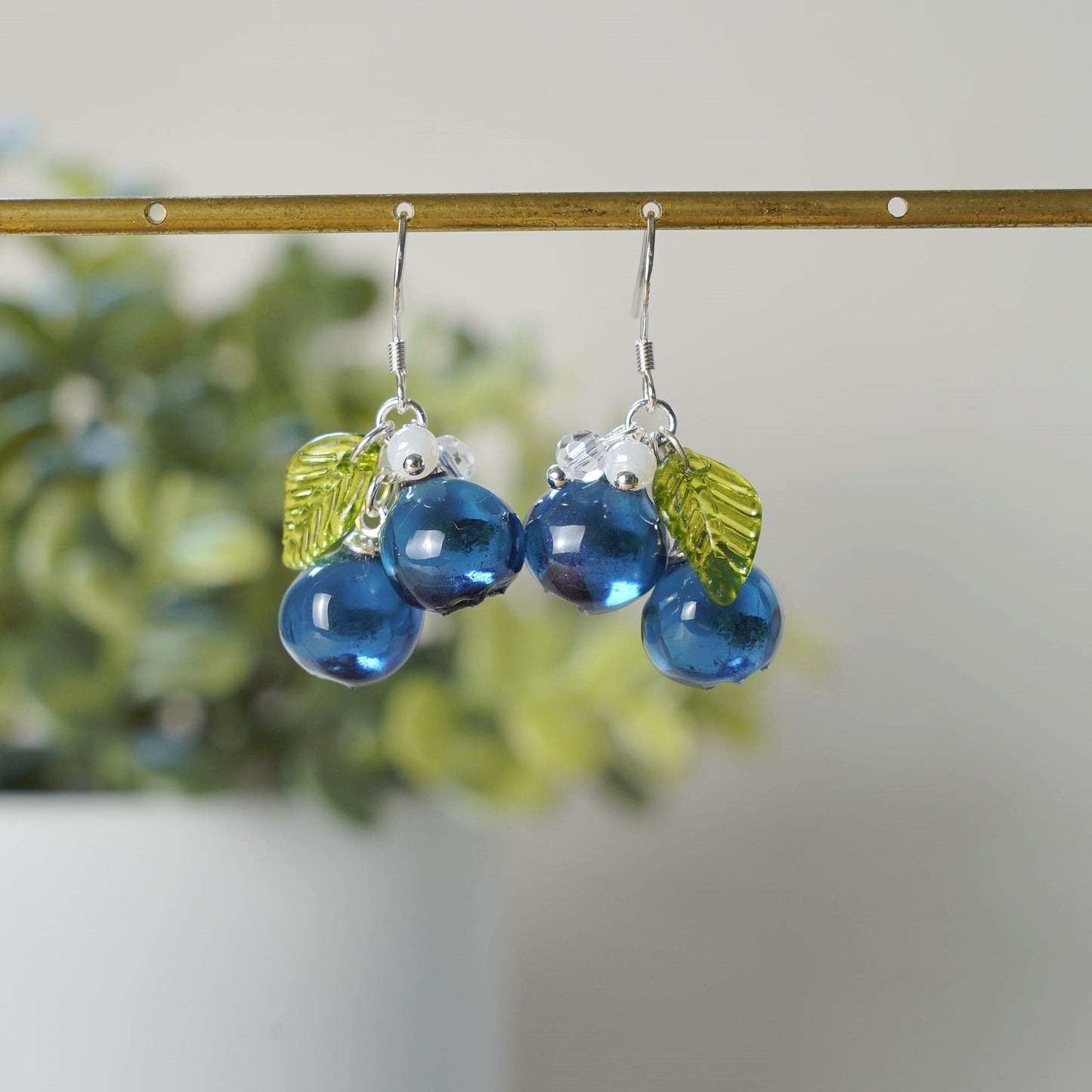 Blueberry Resin Art Earrings Small Wildberry Fruit Handmade